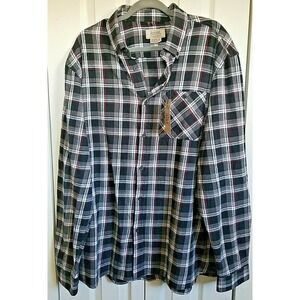 Boston Traders Men's XXL‎ Heavy Fleece Button Up Plaid Flannel Shirt NEW NWT 2X